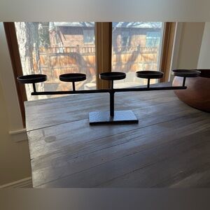Crate&barrel: 5 pillar black iron candle holder